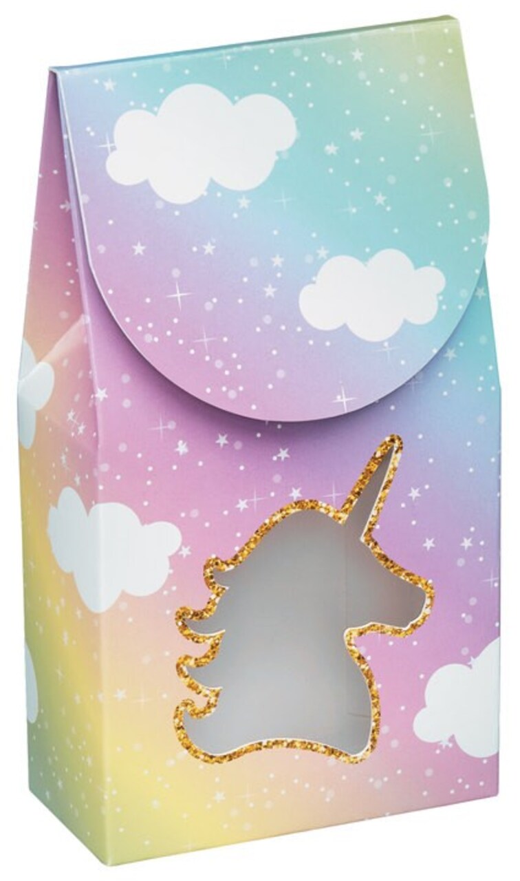 Pack/6: Glitter Unicorn Gourmet Candy Box - 3-1/2 x 1-3/4 x 6-1/2"